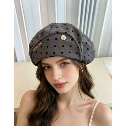 Polka Dotcloud Octagonal Hat Women's New Beret