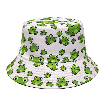 Funny Cartoon Frog Pattern Bucket Hats Hats