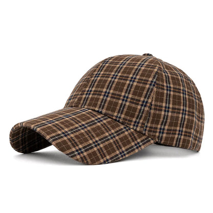 The Retro And Fashionable Color-Blocked Checkered Baseball Cap