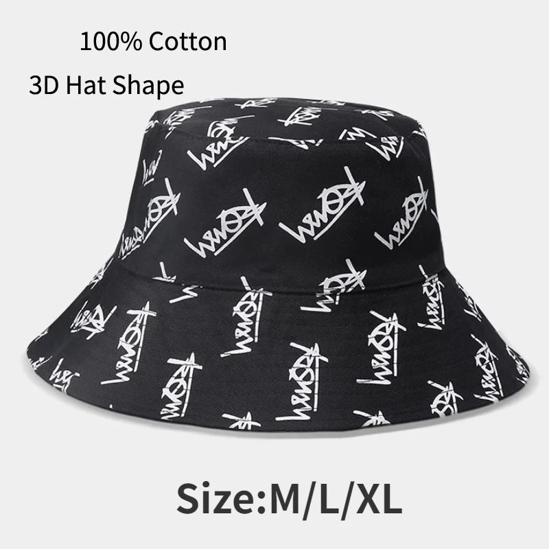 Big Head Letter Bucket Hat for Men Women XL Large Hip Hop Cap Fisherman