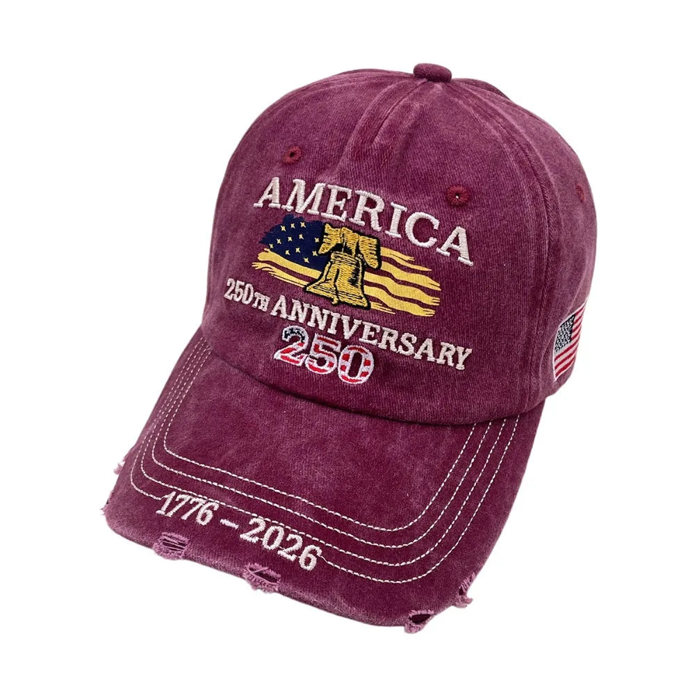 USA 250th Anniversary Letter Embroidered Baseball Cap