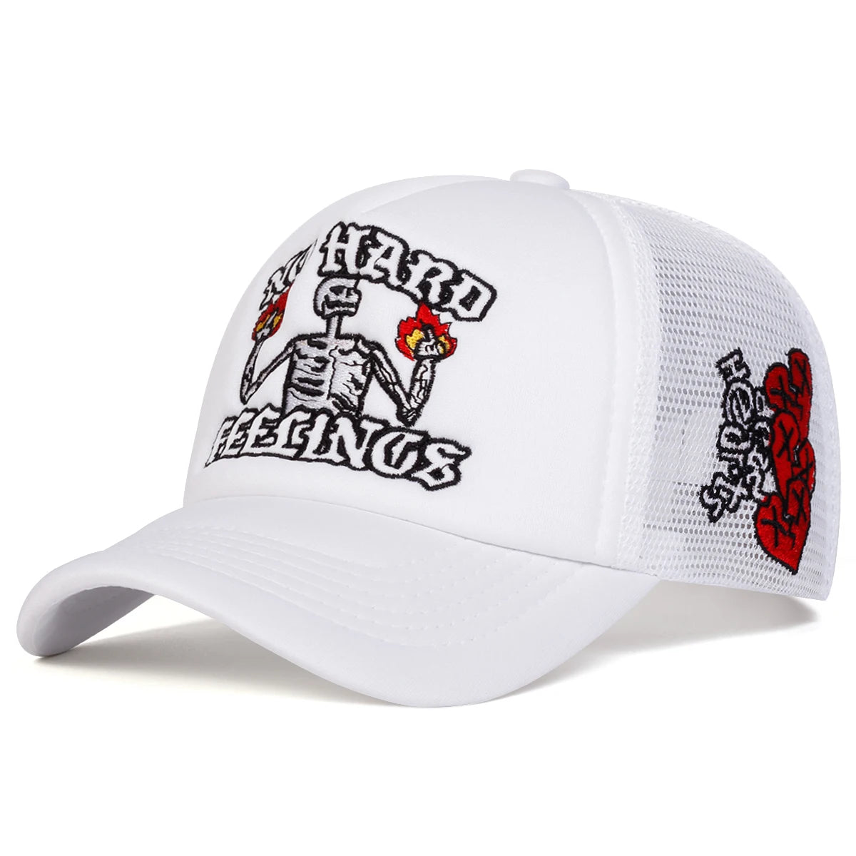 Unisex Skull Flame Embroidery Baseball Net Caps Spring and Summer