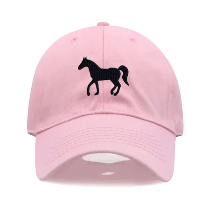 Horse Embroidered Baseball Cap For Women Men Fashion Adjustable Washed Cotton