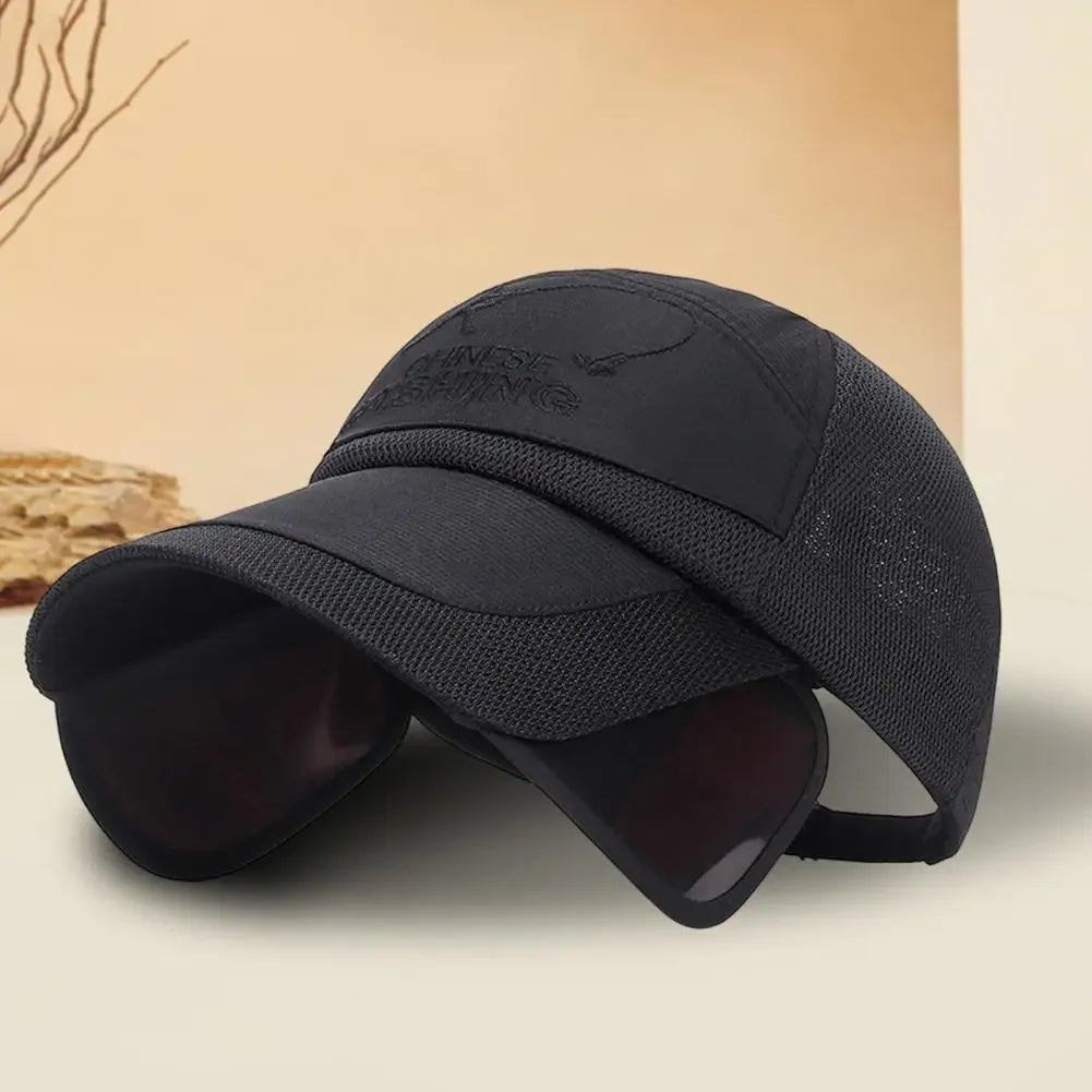 Adjustable Sun Visor Hat Retractable Brim Fishing Cap Quick-Drying Breathable Mesh