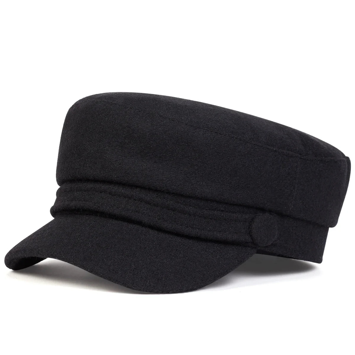 Unisex Solid Color Imitation Wool Military Hats
