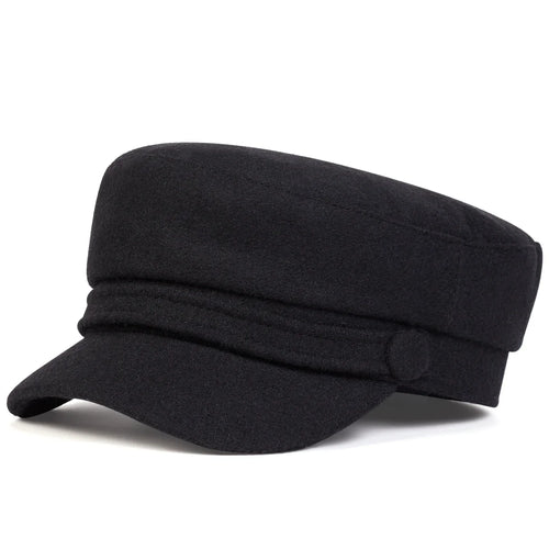 Unisex Solid Color Imitation Wool Military Hats
