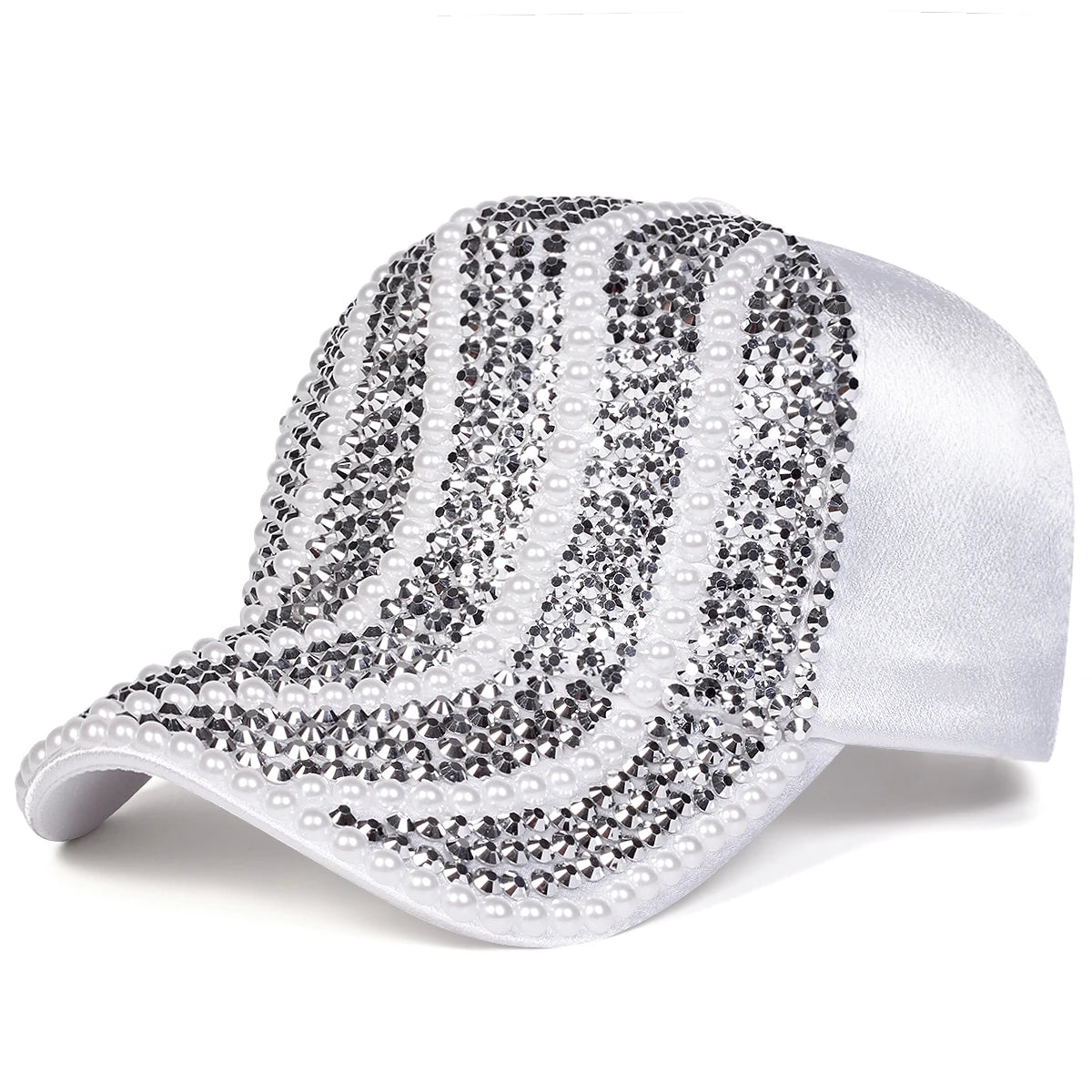 Unisex Pearl Water Diamond Baseball Caps Spring Autumn Outdoor