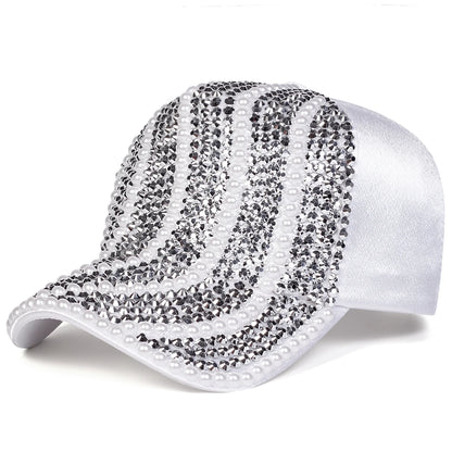 Unisex Pearl Water Diamond Baseball Caps Spring Autumn Outdoor