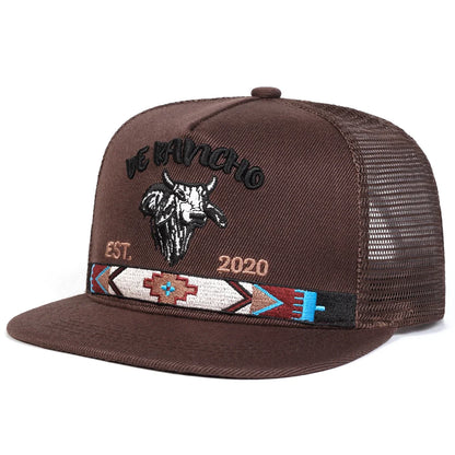 Unisex Bullhead Letter Embroidery Hip-hop Net Hats Spring Summer