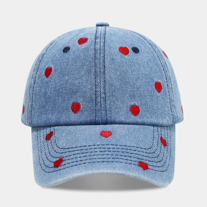 Fruit Women's And Men's Retro Embroidered Cherry Denim Cap Sun Hats