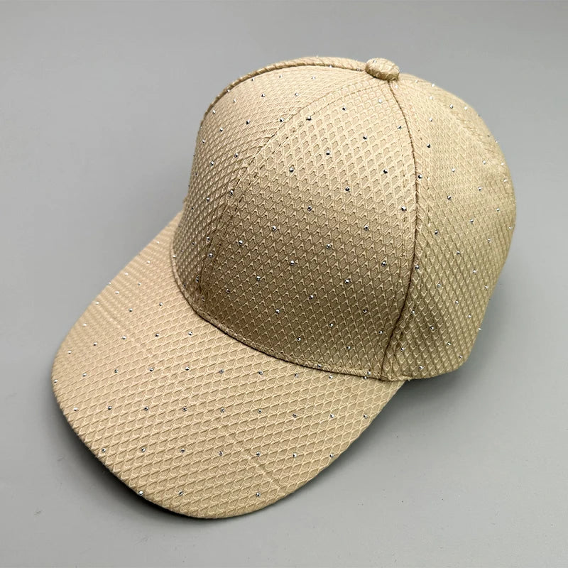 New Flash Rhinestone Simple Streetwear Women Baseball Hats
