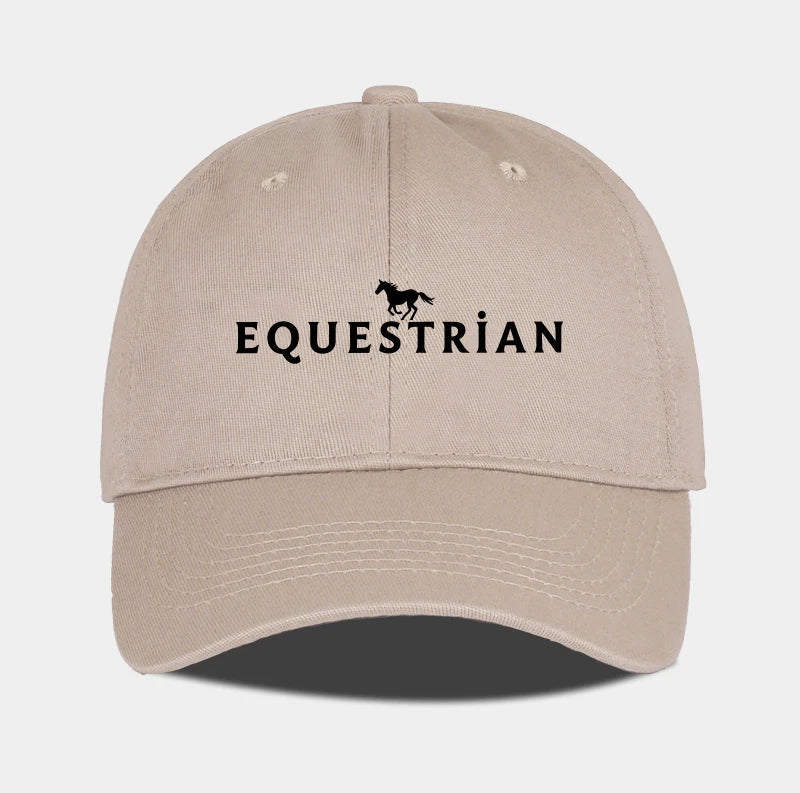 Equestrian Themed Horse Logo Print Soft Top Baseball Cap Soft Comfortable Breathable Adjustable Retro