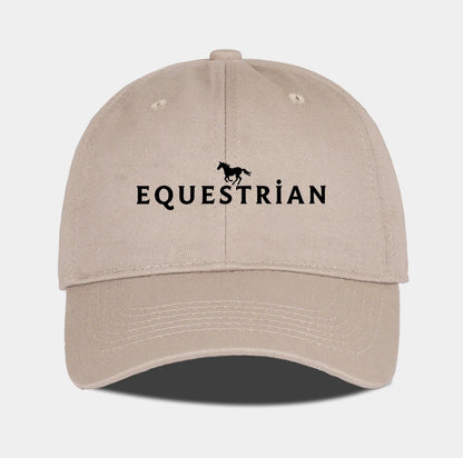 Equestrian Themed Horse Logo Print Soft Top Baseball Cap Soft Comfortable Breathable Adjustable Retro