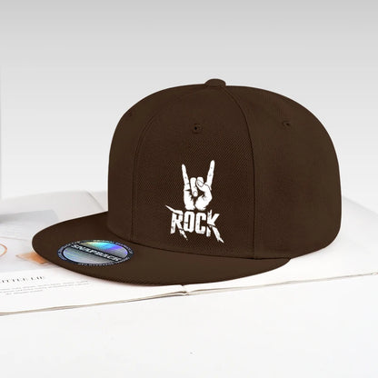 Cool Rock Hand Printed Black Snapback Cap