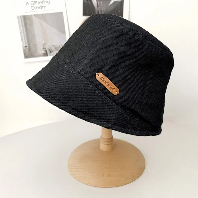 Women Solid Color Bucket Hat Soft Cotton Foldable Visor