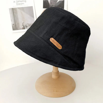 Women Solid Color Bucket Hat Soft Cotton Foldable Visor