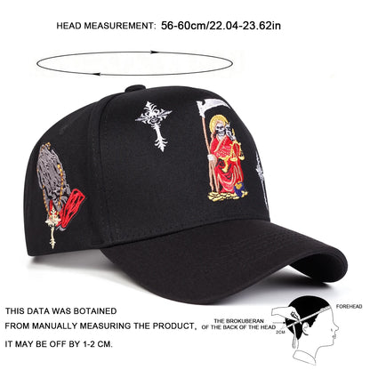 Unisex Gothic Cross Embroidery Baseball Caps Spring Autumn