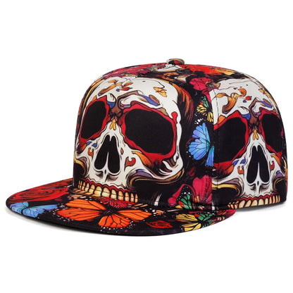 Flat brimmed Hat Printed Skeleton Street Skateboarding Hip Hop Hat
