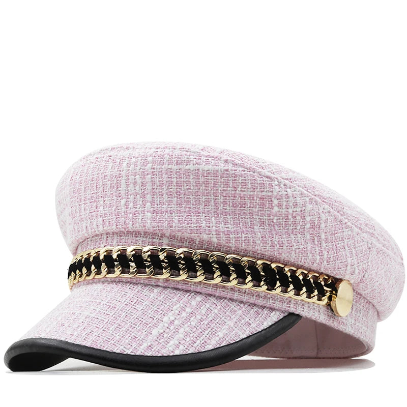 Trendy Navy Sun Hat Casual Military Caps Woman