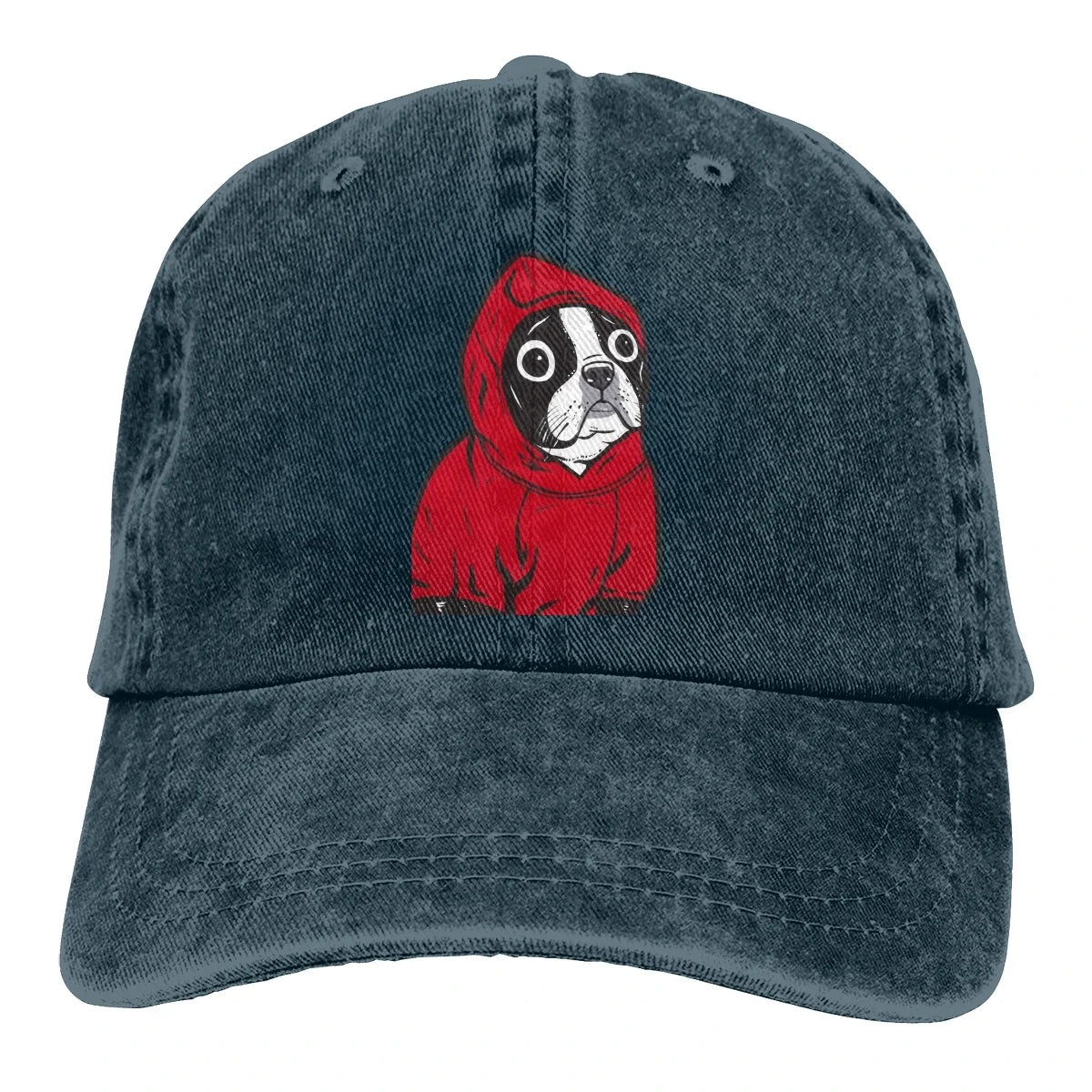Boston Terrier In A Red Hoodie Baseball Caps