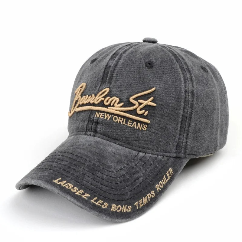 Unisex Washed Denim Baseball Caps Letter Embroidery Kpop Cotton Cap