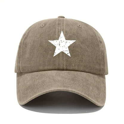 Star Print Baseball Cap Retro Lightweight Washed Cap Women's