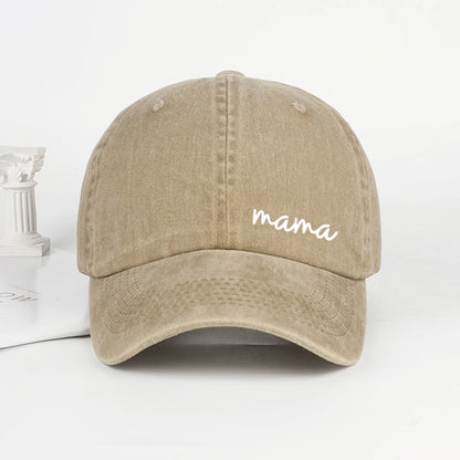 Minimalist "Mama" Print Washed Baseball Cap