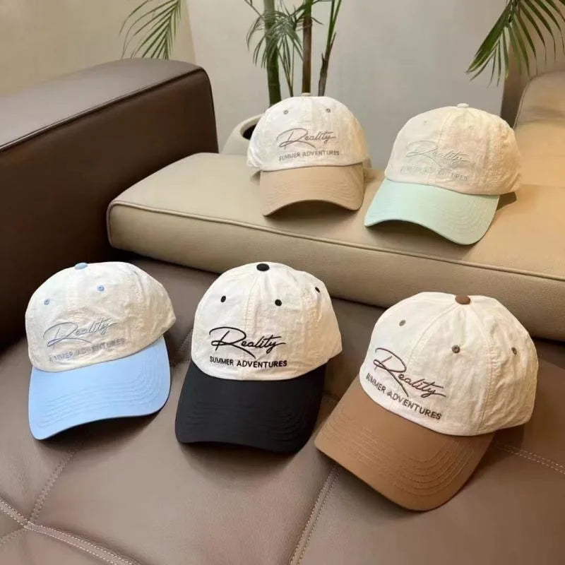 Lightweight Quick Dry Two Tone Baseball Cap Cursive Embroidery Letter Dad Hat