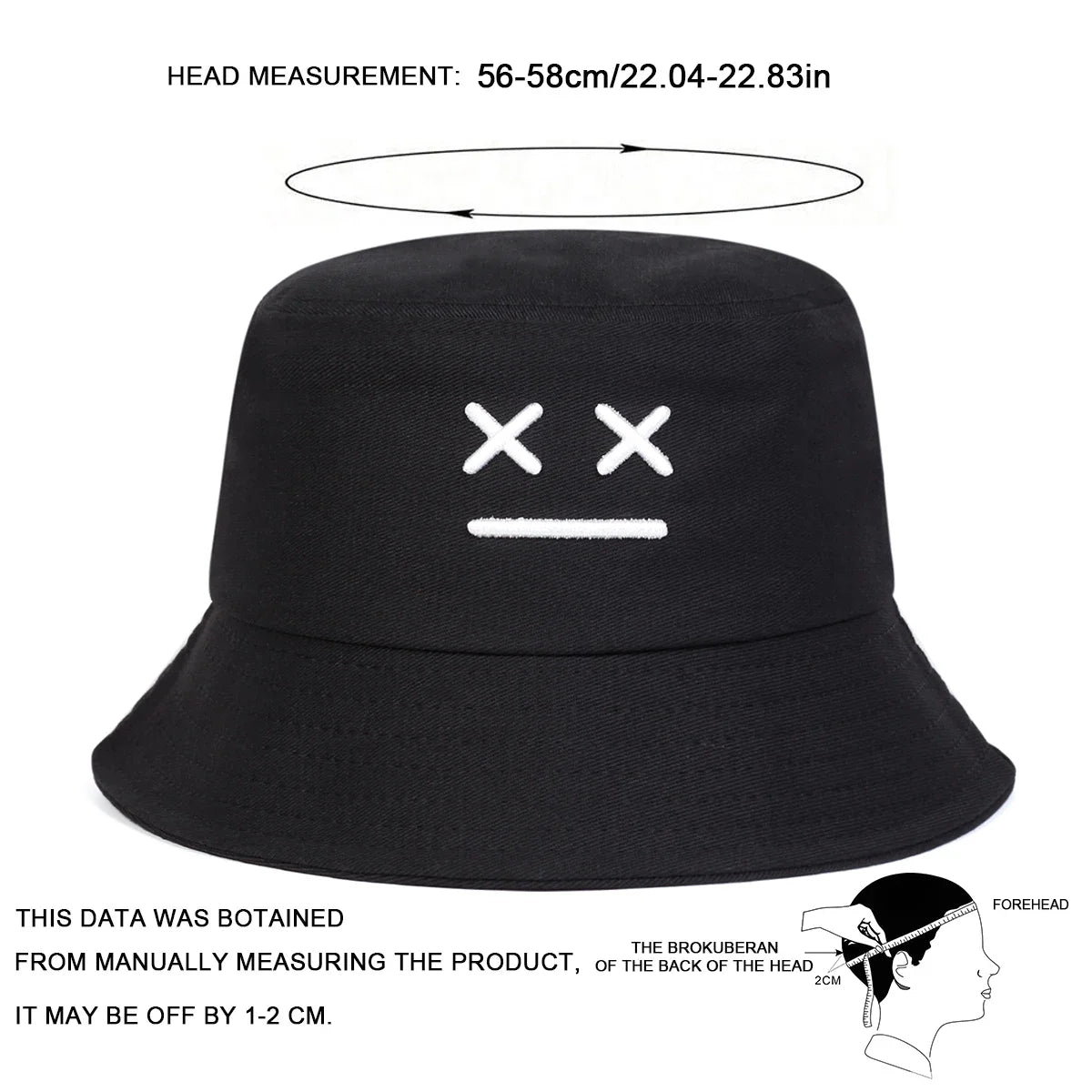 Unisex XX Smiling Face Embroidery Personality Bucket Hats