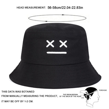 Unisex XX Smiling Face Embroidery Personality Bucket Hats