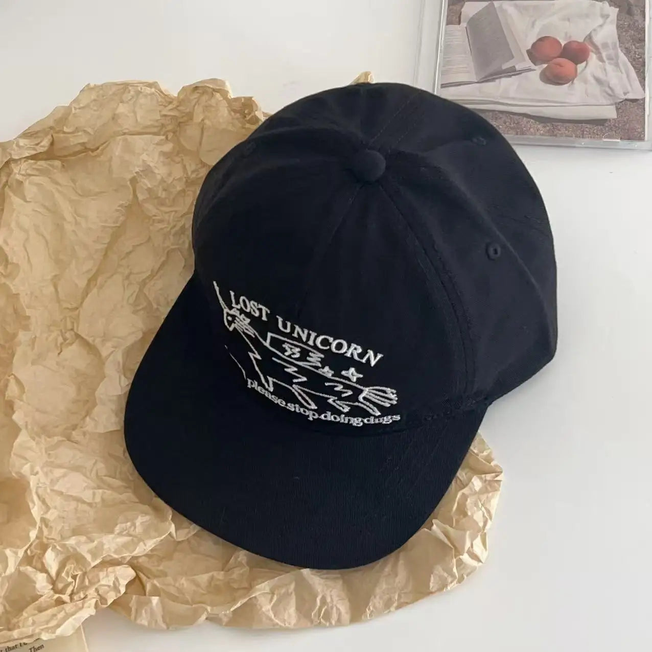 New Unisex Niche Unicorn Letters Embroidery Baseball Hats Flat Eave Sunshade Peaked Cap