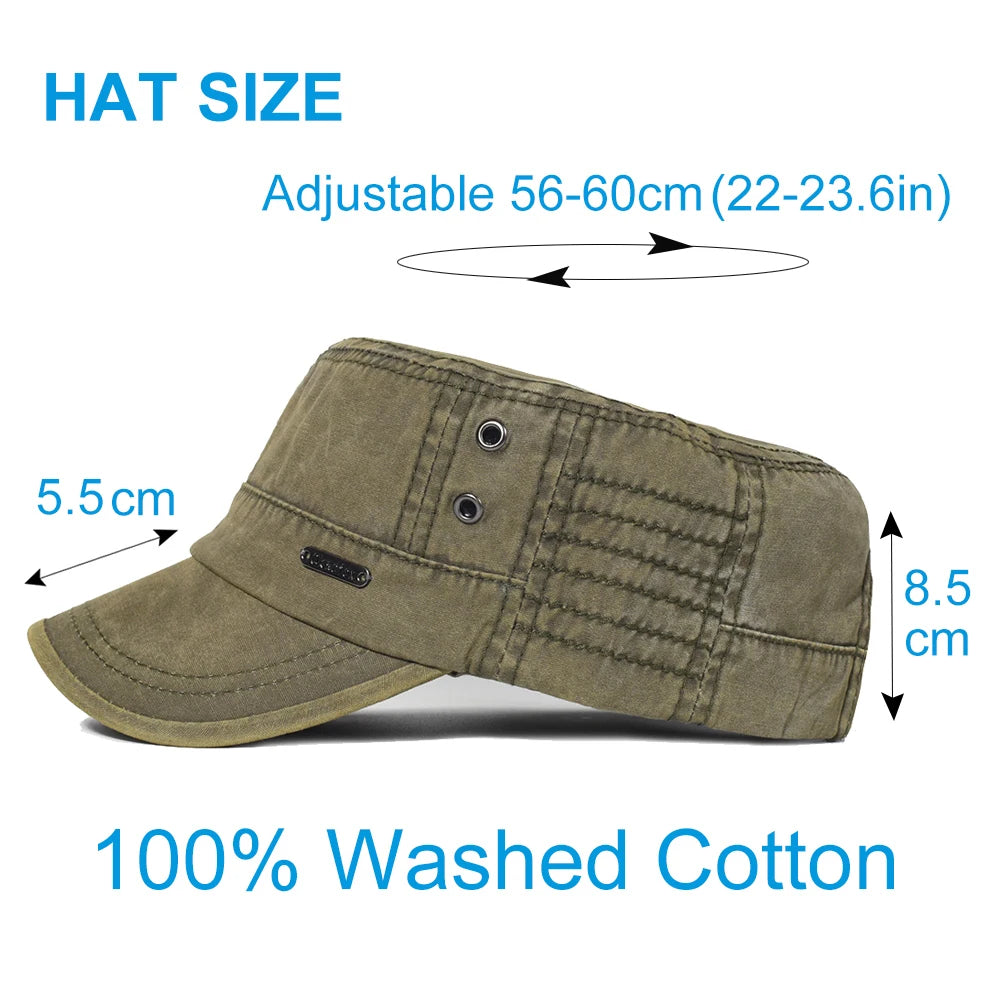 Four Seasons Washed Cotton Flat Caps Men Women