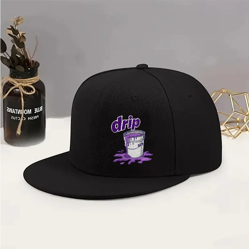 Simple Drip Purple Graffiti Pattern  Casual Fashion American Flat Unisex Street Trendy Hip Hop Street Dance Hat