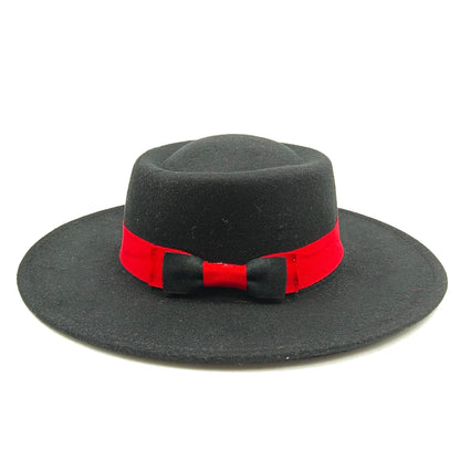 New Oversized Edge Flat Top Hat Retro French Felt Hat