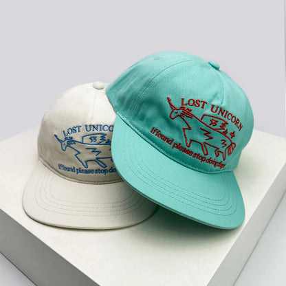 New Unisex Niche Unicorn Letters Embroidery Baseball Hats Flat Eave Sunshade