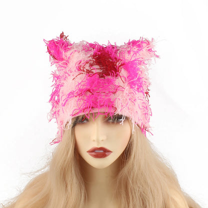 Autumn Winter Hats For Women Cute Cat Ears Knitted Hat Unisex Fashion Street Punk Caps