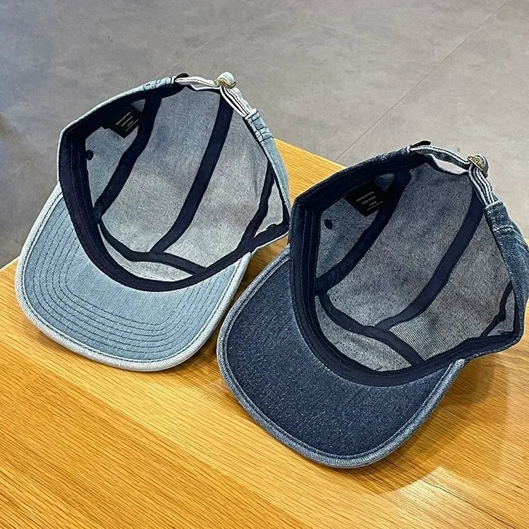 Vintage Flat Brim Denim Baseball Caps Male Women Harajuku Snapback Cap