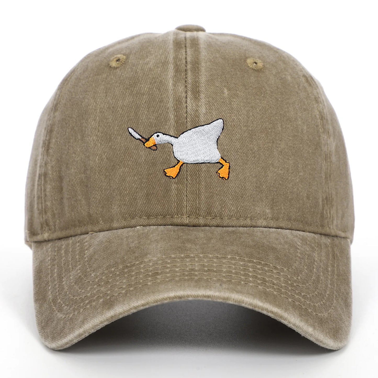 Embroidered Baseball Cap With Goose Pattern
