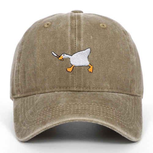 Embroidered Baseball Cap With Goose Pattern