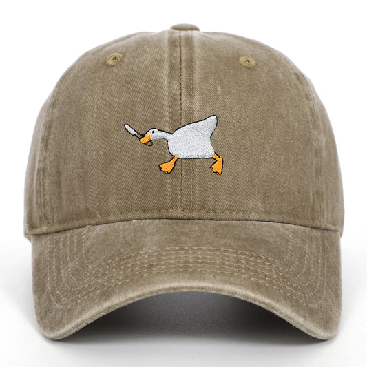 Embroidered Baseball Cap With Goose Pattern