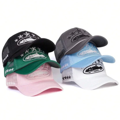 Unisex Men Women Cap Pentagram Embroidery Baseball Net Caps Spring Summer