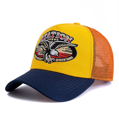 Unisex Summer Fishing Cap with Big Eagle Embroidery Men Women