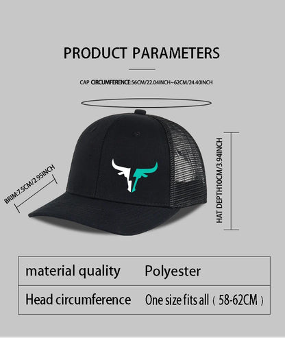 Bulls Logo Printed Mesh Cap Lightweight Breathable Adjustable Sun Hat Unisex Casual Cap