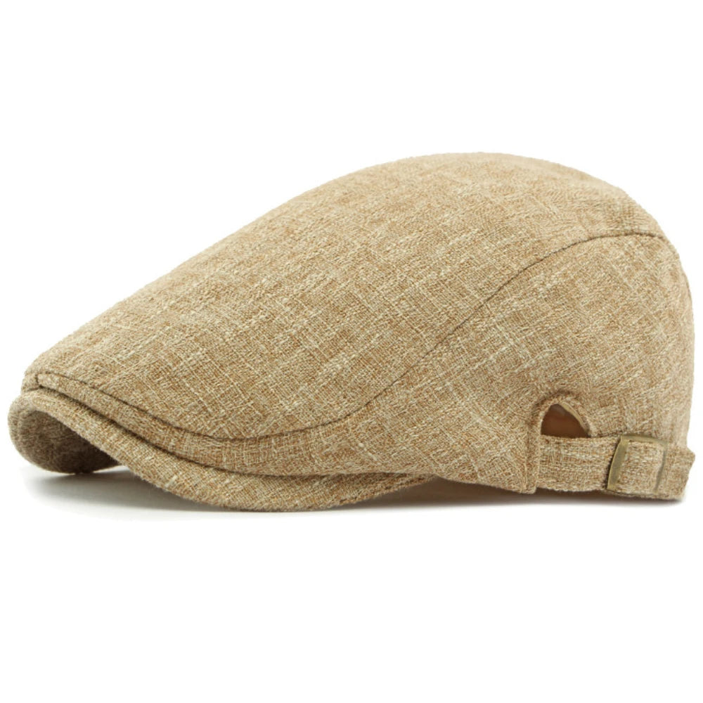 Men Beret Women Spring Summer Hat Breathable Linen Ivy Flat Cap