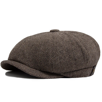 Herringbone Newsboy Caps Men Autumn Winter