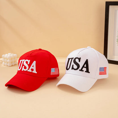 Fashion USA Letter Embroidered Baseball Cap American Flag Patch Adjustable Patriotic Dad Hat Outdoor Casual Daily