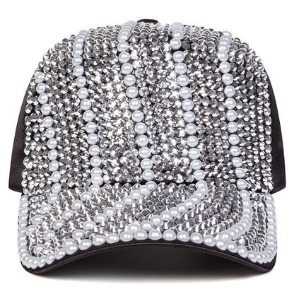 Unisex Pearl Water Diamond Baseball Caps Spring Autumn Outdoor