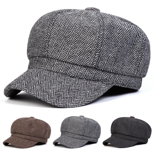 Unisex Herringbone Personality Newsboy Hat Spring Autumn