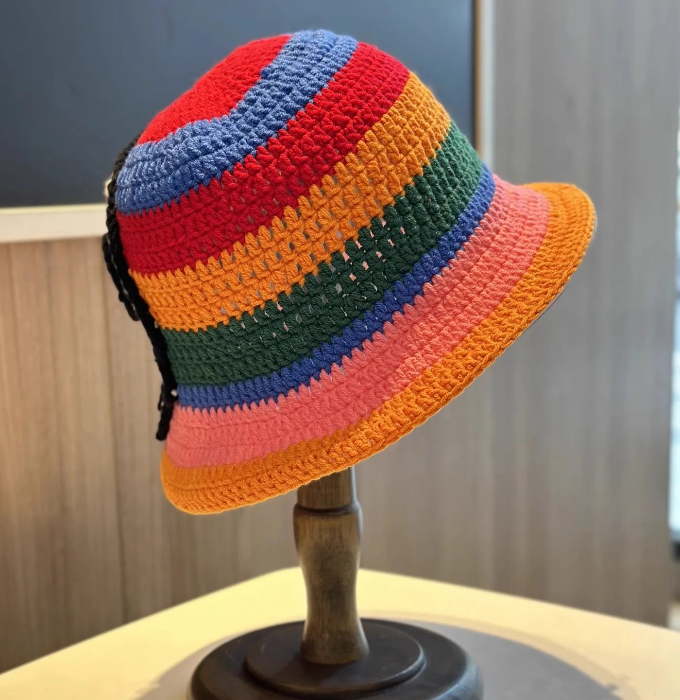 Skeleton Embroidery Fisherman Hat Winter Handmade Crochet Knitted