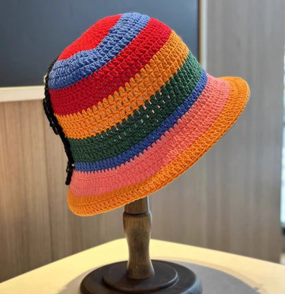 Skeleton Embroidery Fisherman Hat Winter Handmade Crochet Knitted